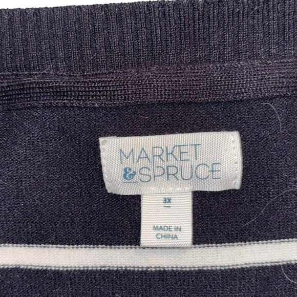 Market & Spruce Womens 3X Black & White Striped Nautical NWOT - Picture 5 of 7